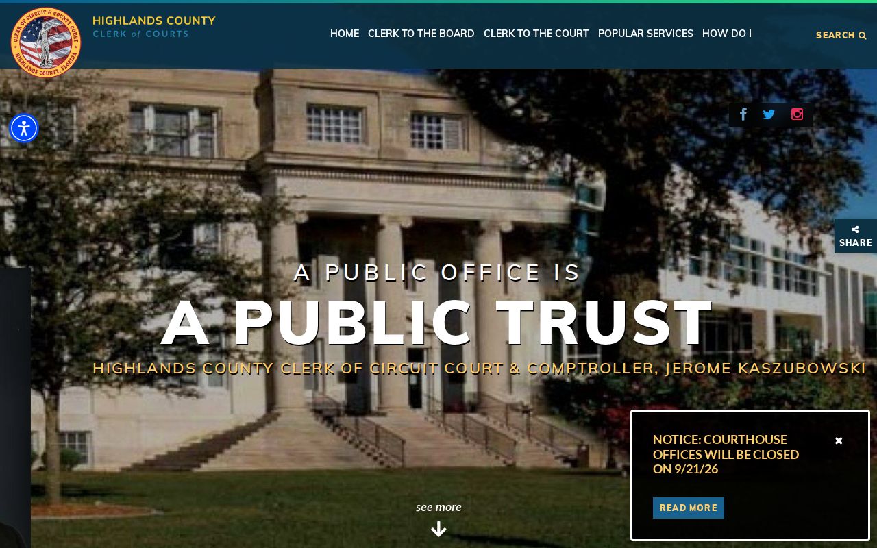 Highlands County clerk criminal court record search